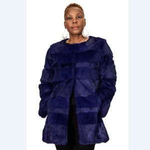 SALE Diana Rosh Midnight Blue Rex Rabbit Coat